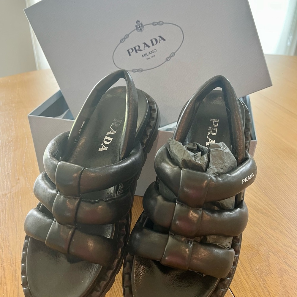 Prada Lambskin Puffy Slingback Sport